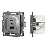 Механизм USB розетки SCT-MUAC-PL-GR-V (5V, 3A, QC4) (Arlight, -)