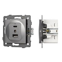 Механизм USB розетки SCT-MUAC-PL-GR-V (5V, 3A, QC4) (Arlight, -)