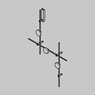 Готовая конструкция настенная прямая 1м х 1м х 1м со светильниками Plato 3 шт. и блоком питания, черный