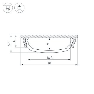 Профиль ARH-BENT-W18-2000 ANOD (Arlight, Алюминий)