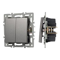 Механизм выключателя двухклавишный непроходной SWT-MK02-PL-GR (250V, 16A) (Arlight, -)