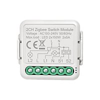 Умный релейный модуль SmartButler 2 канала (Zigbee, 230В, 2х5A, с нейтралью)