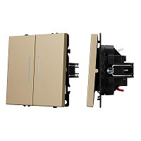 Механизм выключателя двухклавишный проходной LED SWT-NOBE-MKP2-SFPL-L-GD (230V, 10A) (Arlight, -)
