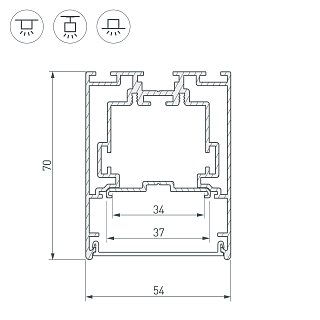 Профиль S2-LINE-5470-2500 SEAMLESS ANOD (Arlight, Алюминий)
