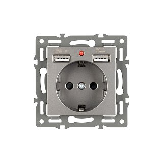 Механизм розетки с USB зарядкой SCT-MUAA-PL-GR (250V, 16A) (Arlight, -)