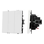 Механизм выключателя трехклавишный непроходной SWT-NOBE-MK03-SFPL-WH (230V, 10A) (Arlight, Белый кварц)