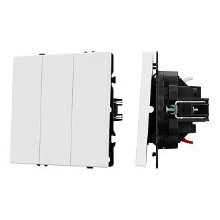 Механизм выключателя трехклавишный непроходной SWT-NOBE-MK03-SFPL-WH (230V, 10A) (Arlight, Белый кварц)