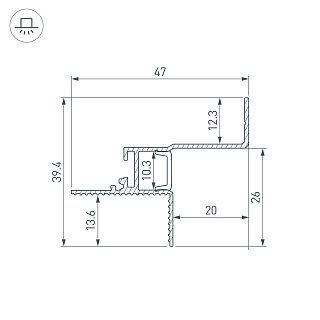 Профиль СEIL-S12-SHADOW-20-SIDE-3000 ANOD BLACK (Arlight, Алюминий)