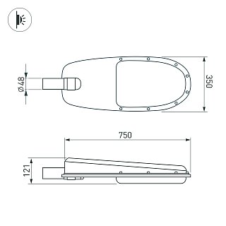 Светильник OXOR-ELFA-749х351-150W Day5000 (GR, 144x61 deg, 230V) IP65 (Arlight, -)
