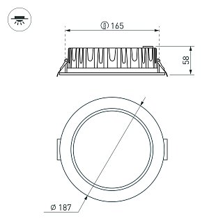 Светильник MS-MIST-BUILT-R187-21W Warm3000 (WH, 110 deg, 230V) (Arlight, IP54 Металл, 5 лет)