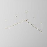 Готовая конструкция прямая двухуровневая на тросовых подвесах Hang без светильников и блока питания, латунь