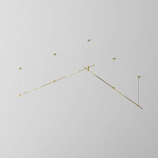 Готовая конструкция прямая двухуровневая на тросовых подвесах Hang без светильников и блока питания, латунь