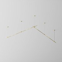 Готовая конструкция прямая двухуровневая на тросовых подвесах Hang без светильников и блока питания, латунь