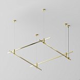 Готовая конструкция квадратная двухуровневая на тросовых подвесах Hang без светильников и блока питания, латунь