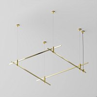 Готовая конструкция квадратная двухуровневая на тросовых подвесах Hang без светильников и блока питания, латунь