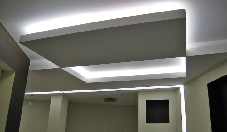 Скрытая светодиодная подсветка конструкции из гипсокартона