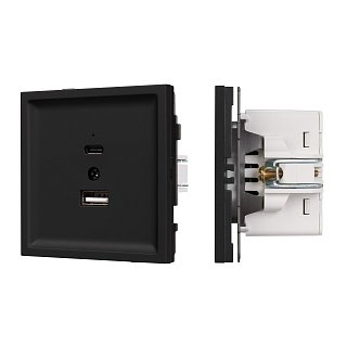 Механизм USB розетки SCT-TENDO-MUAC-SFPL-BK (5V, 3A, QC3) (Arlight, -)