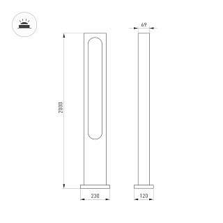 Светильник LGD-MUSE-BOLL-H2000-18W Warm3000 (DG, 328 deg, 230V) (Arlight, IP65 Металл, 3 года)