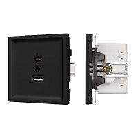 Механизм USB розетки SCT-TENDO-MUAC-SFPL-BK (5V, 3A, QC3) (Arlight, -)