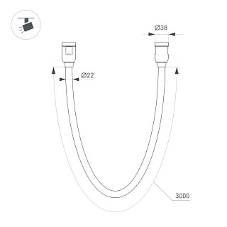 Светильник ART-APRIORI-TUBE-ELASTIC-R38-L3000-25W Warm3000 (TN, 360 deg, 48V) (Arlight, IP20 Металл, 3 года)