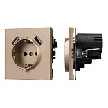 Механизм розетки с USB зарядкой SCT-TENDO-MUAA-PL-GD (230V, 16A) (Arlight, -)