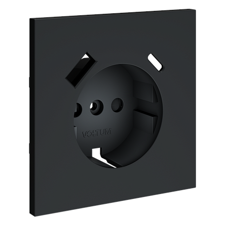 Накладка для розетки с заземлением и защитными шторками, с USB A+C, S70 (графит)