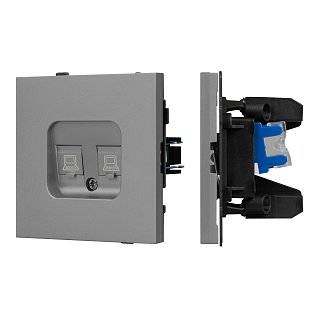 Механизм компьютерной розетки двойной SCT-TENDO-MPC2-PL-GR (RJ-45, CAT6) (Arlight, -)