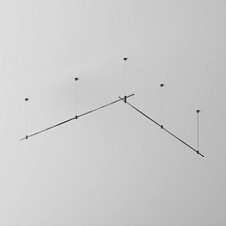 Готовая конструкция прямая двухуровневая на тросовых подвесах Hang без светильников и блока питания, черный