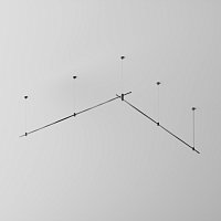 Готовая конструкция прямая двухуровневая на тросовых подвесах Hang без светильников и блока питания, черный