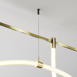 Потолочный коннектор с тросовым подвесом Tau в шинопровод Flarity латунь