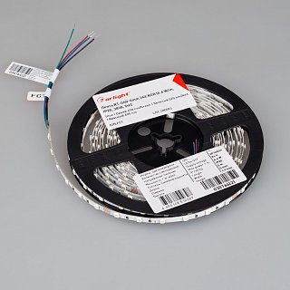 Светодиодная лента RT-G60-5mm 24V RGB (6.6 W/m, IP20, 3838, 5m) (Arlight, узкая)