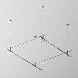 Готовая конструкция квадратная двухуровневая на тросовых подвесах Hang без светильников и блока питания, платина