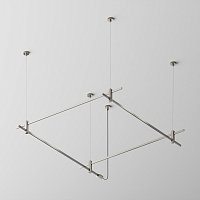 Готовая конструкция квадратная двухуровневая на тросовых подвесах Hang без светильников и блока питания, платина