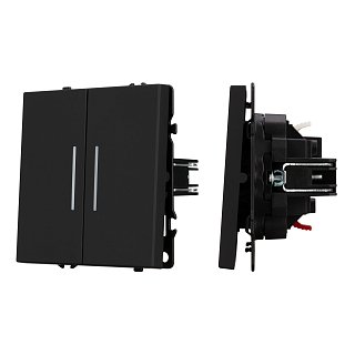 Механизм выключателя двухклавишный непроходной LED SWT-NOBE-MK02-SFPL-L-BK (230V, 10A) (Arlight, -)
