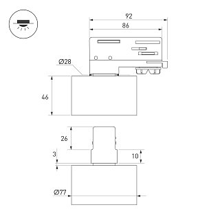 Корпус PLURIO-BASE-TRACK-4TR-R77 (BK, 1-2, 200mA) (Arlight, IP20 Металл, 3 года)