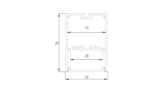 Подвесной/накладной алюминиевый профиль Design LED LS 4970, 2500 мм, анодированный, LS.4970-R
