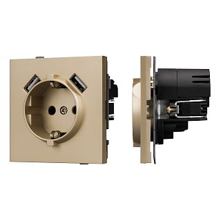 Механизм розетки с USB зарядкой SCT-TENDO-MUAA-SFPL-GD (230V, 16A) (Arlight, -)