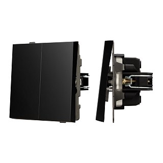 Механизм выключателя двухклавишный проходной SWT-TENDO-MKP2-PL-BK (230V, 10A) (Arlight, -)