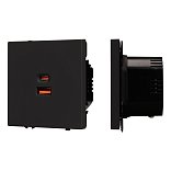 Механизм розетки с быстрой USB зарядкой SCT-NOBE-MUAC-SFPL-FC-BK (65W, QC3) (Arlight, Черный оникс)