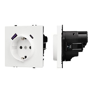 Механизм розетки с USB зарядкой SCT-NOBE-MUAC-SFPL-WH (230V, 16A) (Arlight, -)