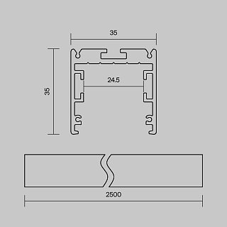Радиусный профиль 35x35 линейный черный 2.5м