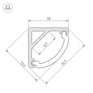 Профиль ARH-KANT-H10-2000 ANOD (Arlight, Алюминий)