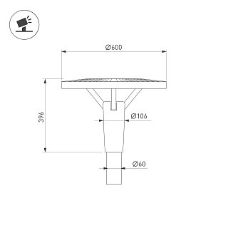 Светильник OXOR-LEIS-LUZ-600x600x396-30W Day4000 (BK, 120 deg, 230V) IP65  (Arlight, -)