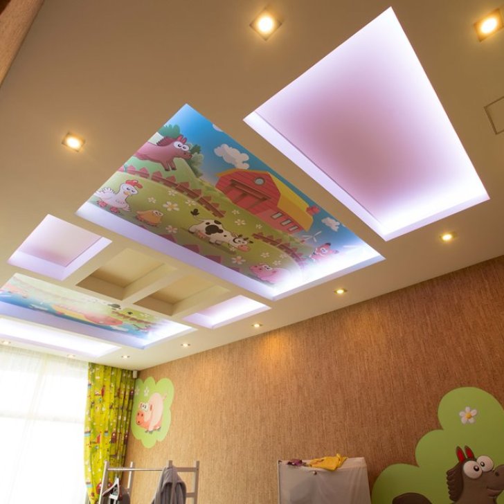 Закарнизная подсветка в детской многоцветной RGB лентой Arlight