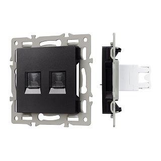 Механизм компьютерной розетки двойной SCT-MPC2-PL-BK (RJ-45, CAT6) (Arlight, -)