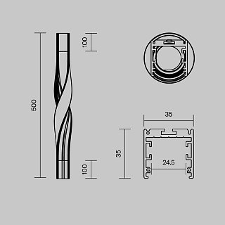Радиусный профиль 35x35 Twist 180° черный