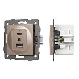 Механизм USB розетки SCT-MUAC-PL-GD-V (5V, 3A, QC4) (Arlight, -)