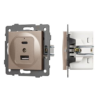 Механизм USB розетки SCT-MUAC-PL-GD-V (5V, 3A, QC4) (Arlight, -)