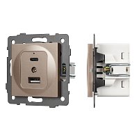 Механизм USB розетки SCT-MUAC-PL-GD-V (5V, 3A, QC4) (Arlight, -)