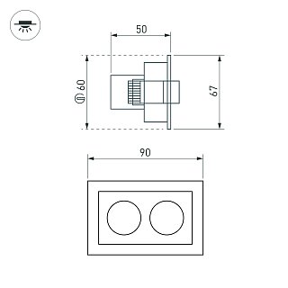 Светильник MS-ORIENT-BUILT-TURN-TC-S67x90-5W Warm3000 (BK-BK, 30 deg, 230V) (Arlight, IP20 Металл, 5 лет)
